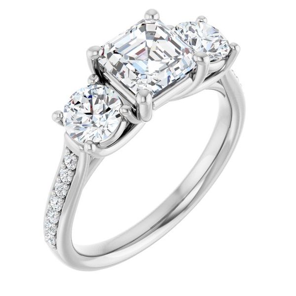 Accented Three-Stone Engagement Ring