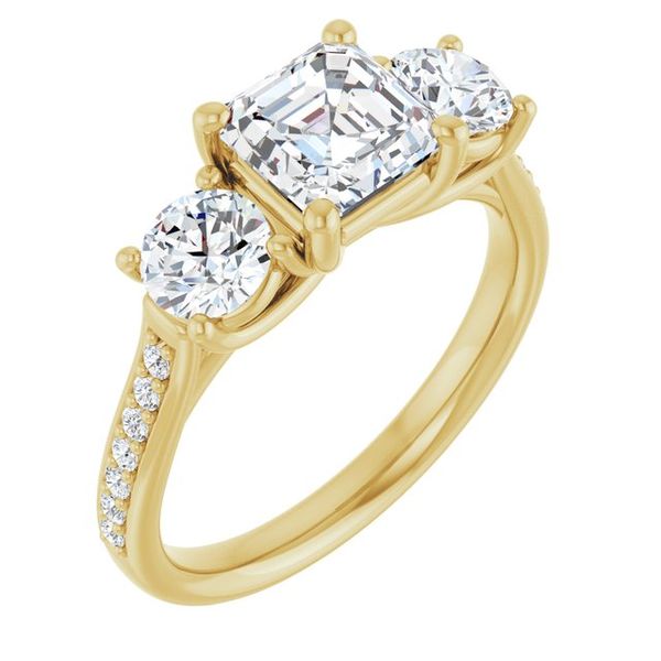 Accented Three-Stone Engagement Ring