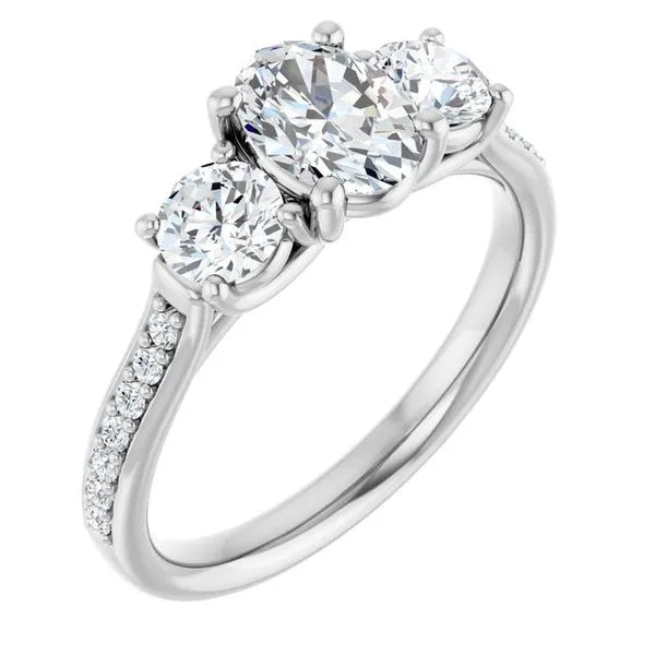 Accented Three-Stone Engagement Ring