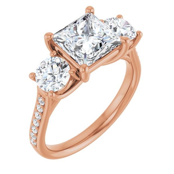 Accented Three-Stone Engagement Ring