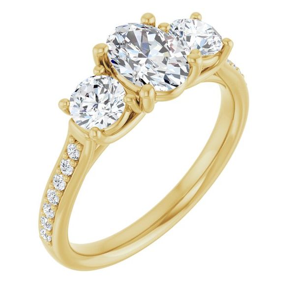 Accented Three-Stone Engagement Ring