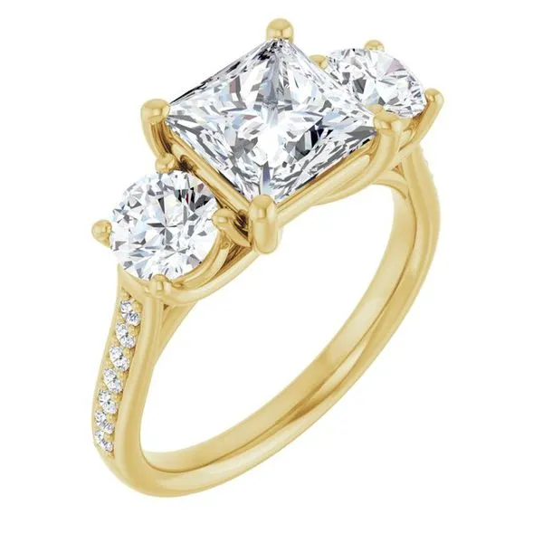 Accented Three-Stone Engagement Ring