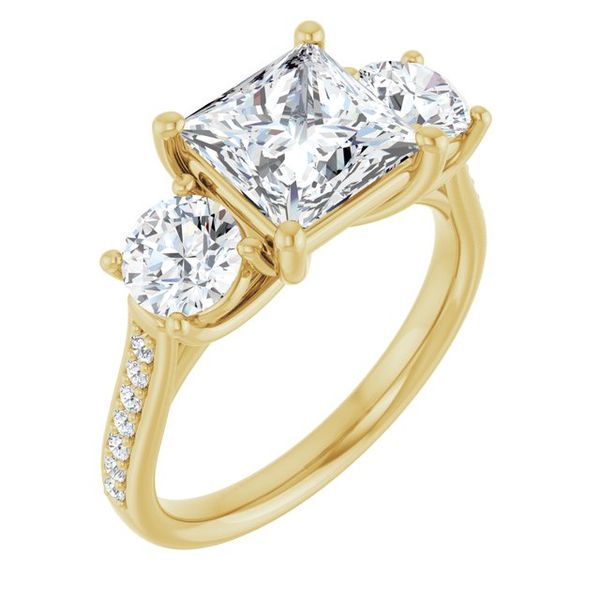 Accented Three-Stone Engagement Ring