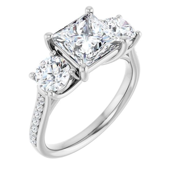 Accented Three-Stone Engagement Ring