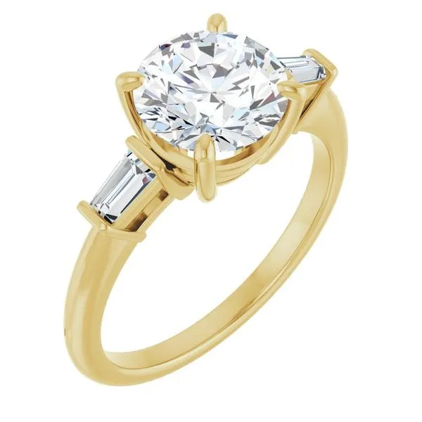 Baguette Accented Engagement Ring Berilian Jewelers Folsom, CA