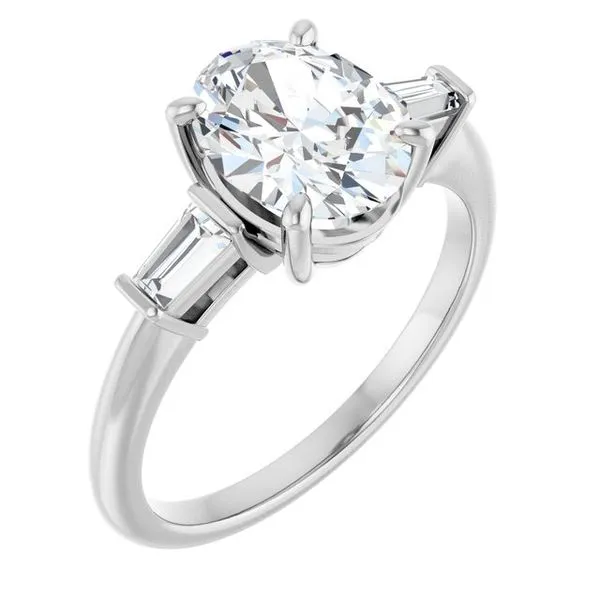 Baguette Accented Engagement Ring Berilian Jewelers Folsom, CA