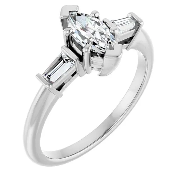 Baguette Accented Engagement Ring Berilian Jewelers Folsom, CA
