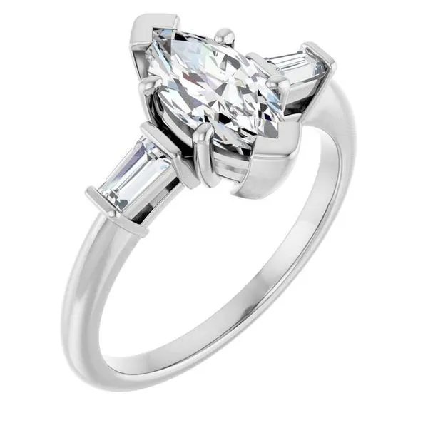Baguette Accented Engagement Ring Berilian Jewelers Folsom, CA