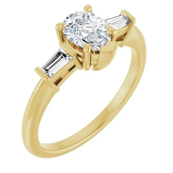 Baguette Accented Engagement Ring Berilian Jewelers Folsom, CA