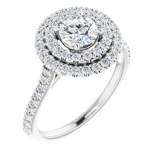 Double Halo-Style Engagement Ring