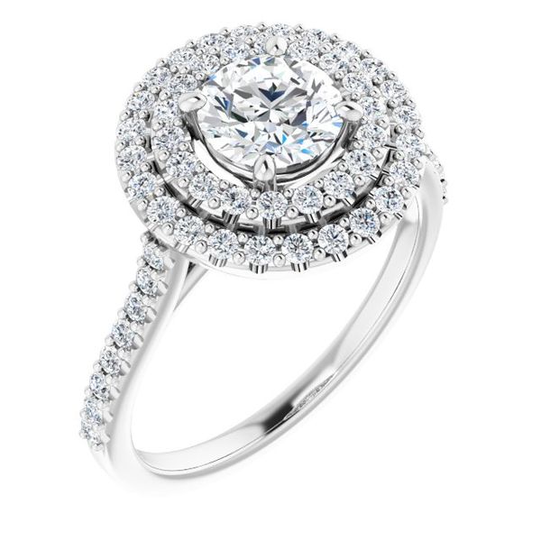 Double Halo-Style Engagement Ring