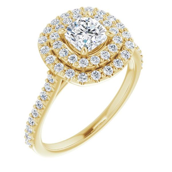 Double Halo-Style Engagement Ring