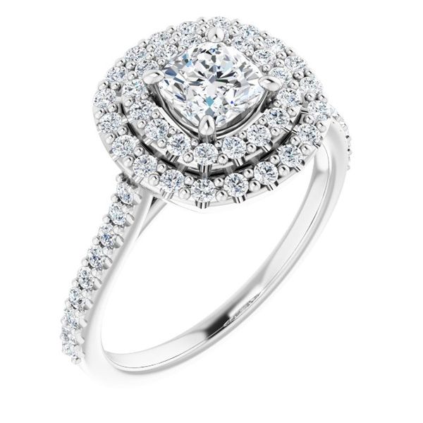 Double Halo-Style Engagement Ring