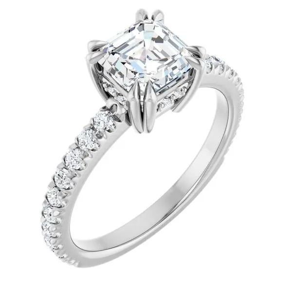 Double Claw-Prong Accented Engagement Ring Michael Szwed Jewelers Longmeadow, MA