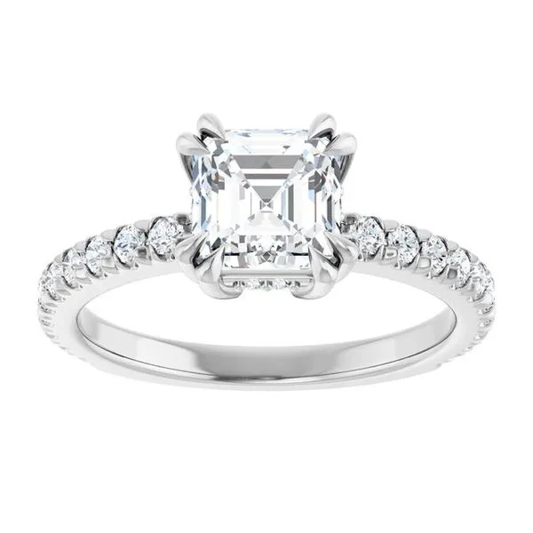 Double Claw-Prong Accented Engagement Ring Image 3 JF Jones Jewelers Rochester, NY