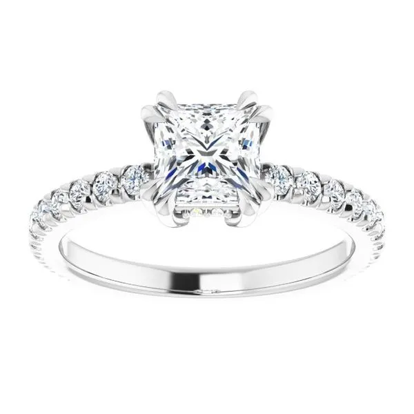 Double Claw-Prong Accented Engagement Ring Image 3 Ocean View Jewelers Millville, DE