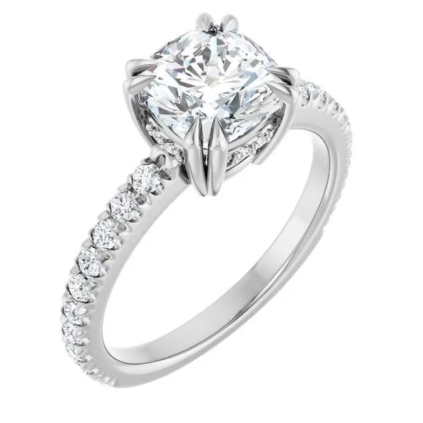 Double Claw-Prong Accented Engagement Ring J. West Jewelers Round Rock, TX