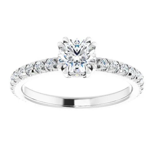 Double Claw-Prong Accented Engagement Ring Image 3 Hudson Valley Goldsmith New Paltz, NY