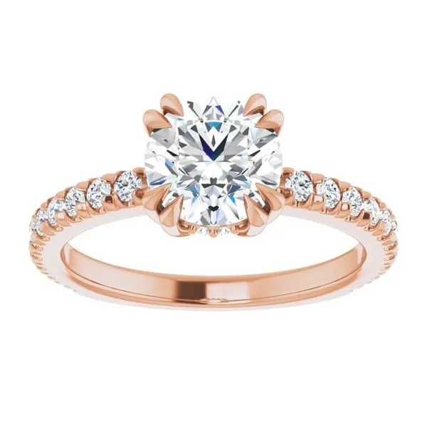 Double Claw-Prong Accented Engagement Ring Image 3 Hudson Valley Goldsmith New Paltz, NY