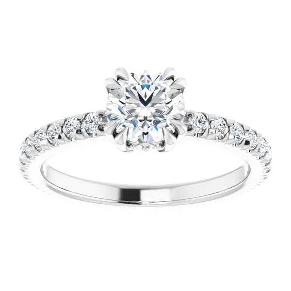 Double Claw-Prong Accented Engagement Ring Image 3 The Jewelry Source El Segundo, CA