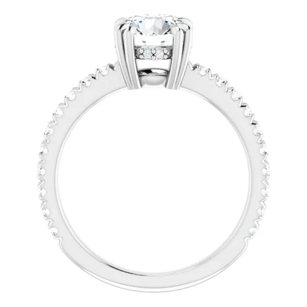 Double Claw-Prong Accented Engagement Ring Image 2 Hudson Valley Goldsmith New Paltz, NY