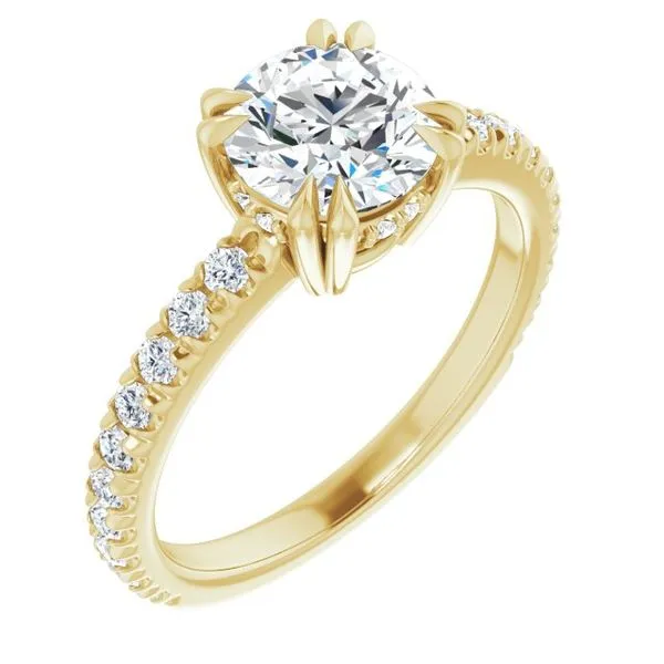 Double Claw-Prong Accented Engagement Ring J. West Jewelers Round Rock, TX