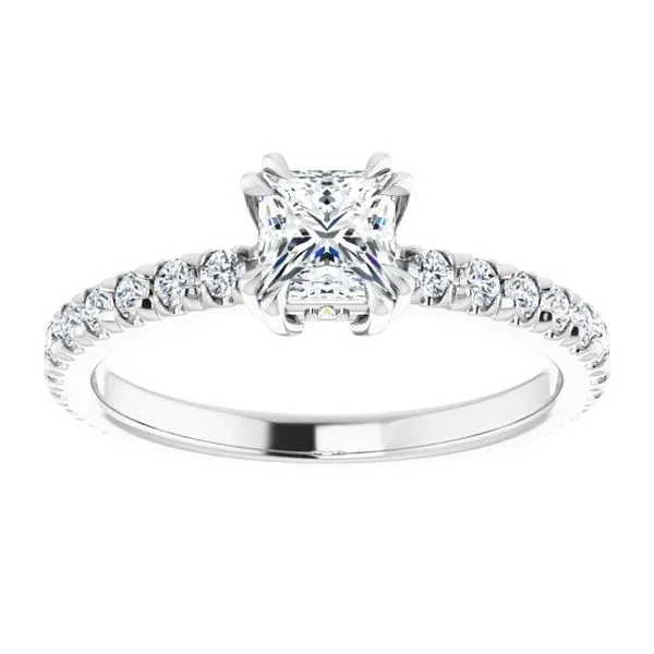 Double Claw-Prong Accented Engagement Ring Image 3 Austin's Fine Diamonds & Jewelry Lyndhurst, NJ