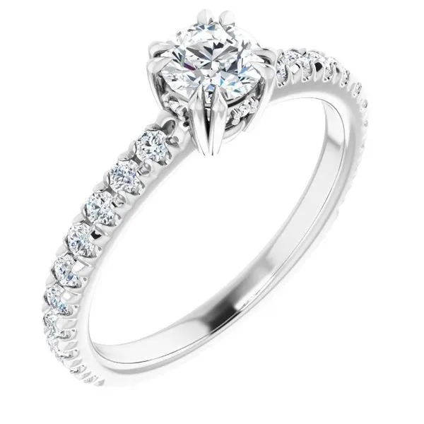 Double Claw-Prong Accented Engagement Ring J. West Jewelers Round Rock, TX
