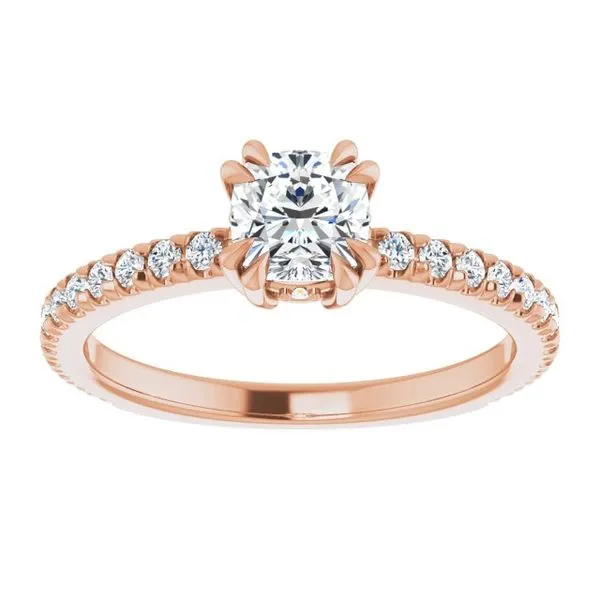Double Claw-Prong Accented Engagement Ring Image 3 Hudson Valley Goldsmith New Paltz, NY
