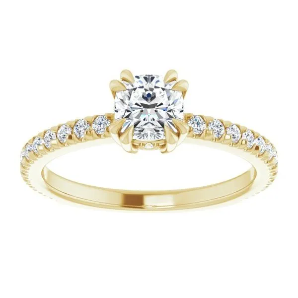 Double Claw-Prong Accented Engagement Ring Image 3 Hudson Valley Goldsmith New Paltz, NY