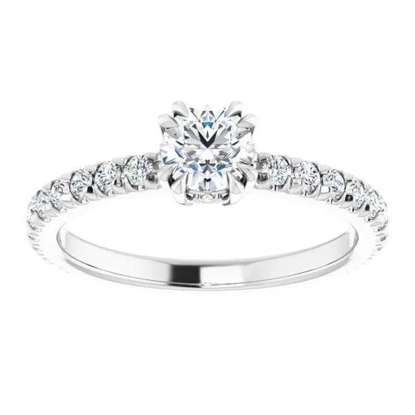 Double Claw-Prong Accented Engagement Ring Image 3 The Jewelry Source El Segundo, CA