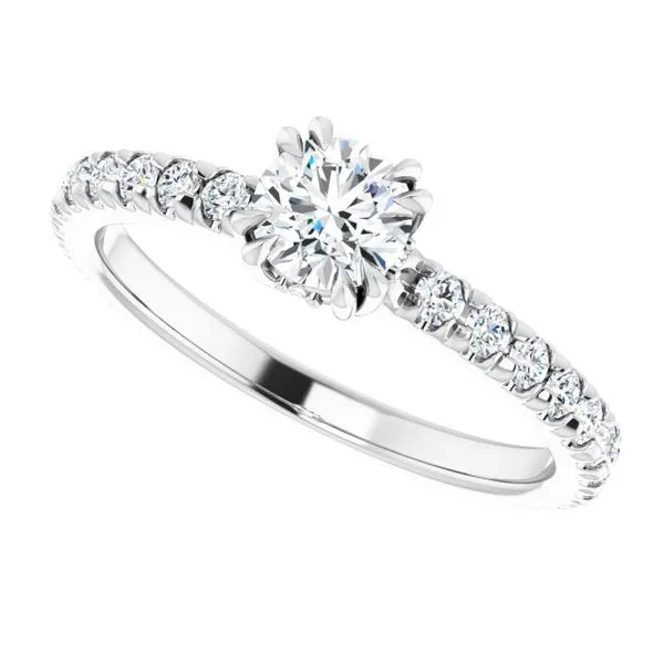 Double Claw-Prong Accented Engagement Ring Image 5 Hudson Valley Goldsmith New Paltz, NY