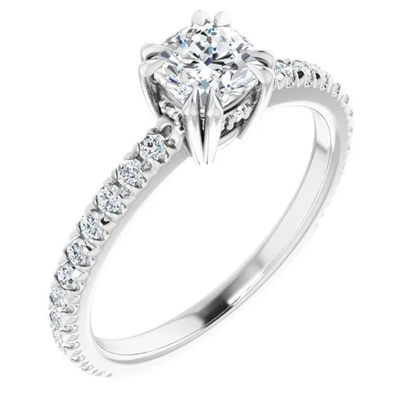Double Claw-Prong Accented Engagement Ring JF Jones Jewelers Rochester, NY