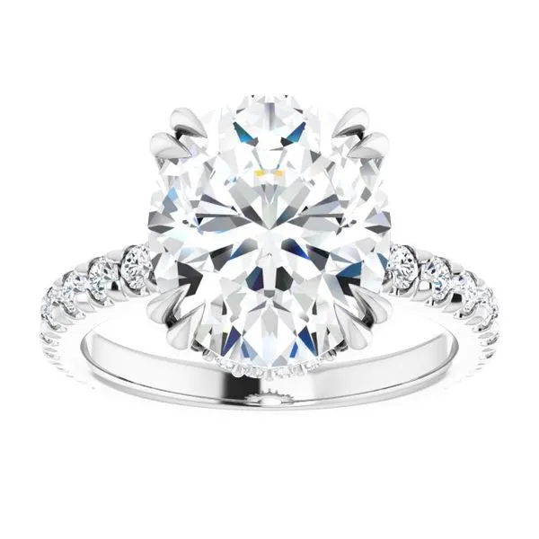 Double Claw-Prong Accented Engagement Ring Image 3 Hudson Valley Goldsmith New Paltz, NY