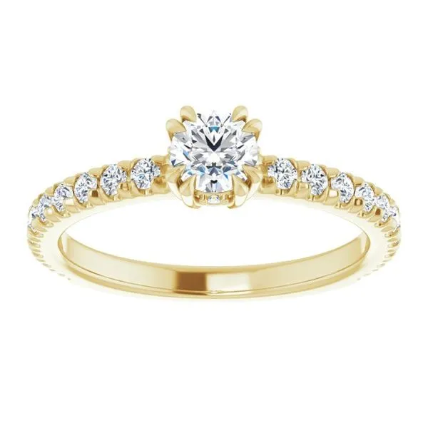Double Claw-Prong Accented Engagement Ring Image 3 Hudson Valley Goldsmith New Paltz, NY