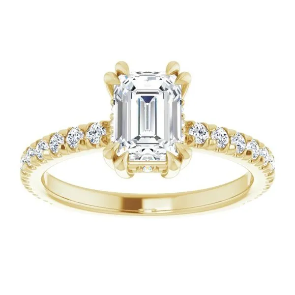 Double Claw-Prong Accented Engagement Ring Image 3 Hudson Valley Goldsmith New Paltz, NY