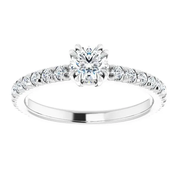 Double Claw-Prong Accented Engagement Ring Image 3 Raleigh Diamond Fine Jewelry Raleigh, NC