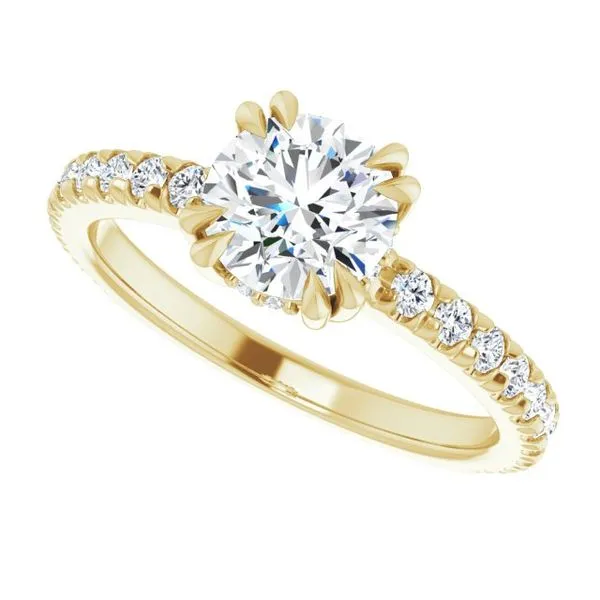 Double Claw-Prong Accented Engagement Ring Image 5 Hudson Valley Goldsmith New Paltz, NY