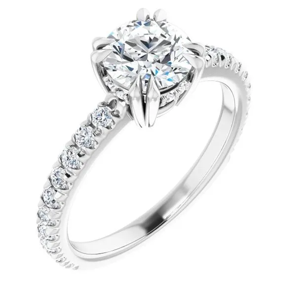 Double Claw-Prong Accented Engagement Ring JF Jones Jewelers Rochester, NY
