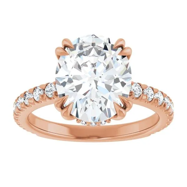 Double Claw-Prong Accented Engagement Ring Image 3 Hudson Valley Goldsmith New Paltz, NY