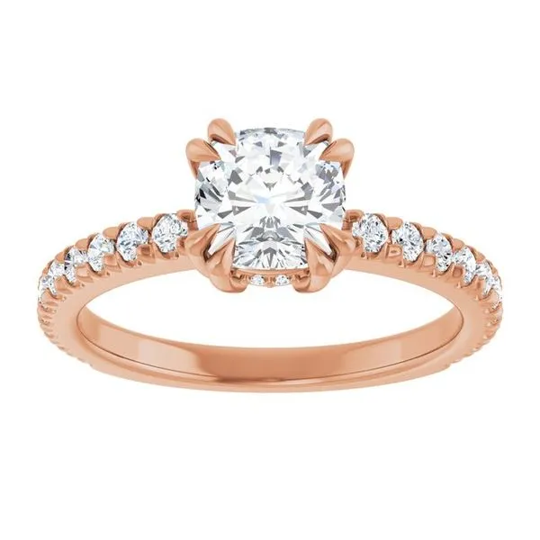 Double Claw-Prong Accented Engagement Ring Image 3 Hudson Valley Goldsmith New Paltz, NY