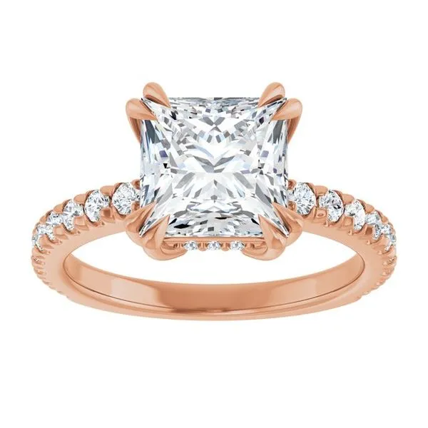 Double Claw-Prong Accented Engagement Ring Image 3 Hudson Valley Goldsmith New Paltz, NY
