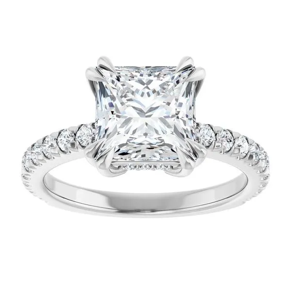 Double Claw-Prong Accented Engagement Ring Image 3 The Jewelry Source El Segundo, CA