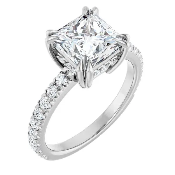 Double Claw-Prong Accented Engagement Ring Don's Jewelry & Design Washington, IA