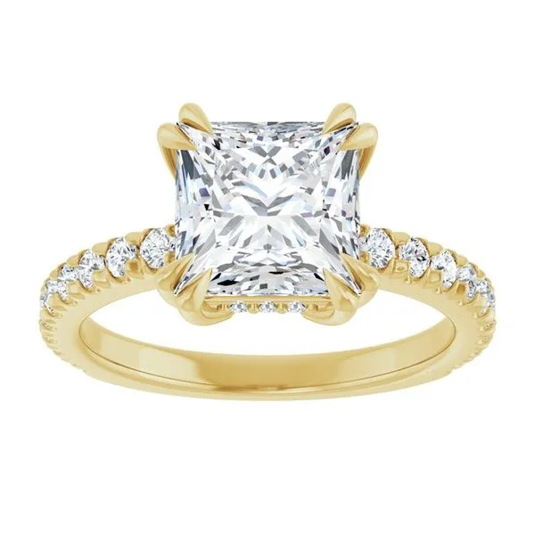 Double Claw-Prong Accented Engagement Ring Image 3 Hudson Valley Goldsmith New Paltz, NY