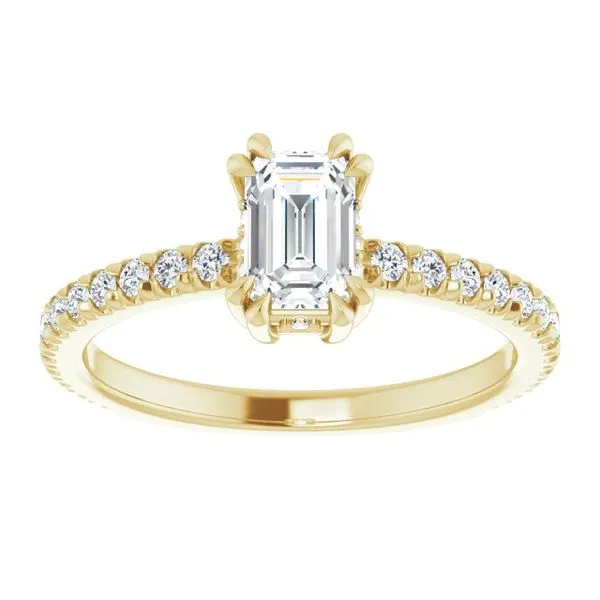 Double Claw-Prong Accented Engagement Ring Image 3 Hudson Valley Goldsmith New Paltz, NY