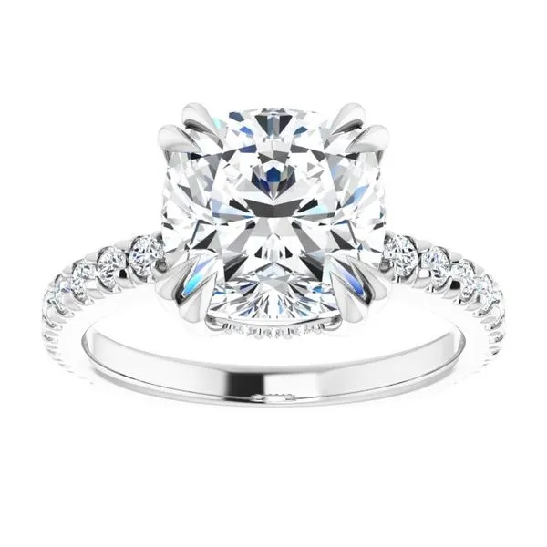 Double Claw-Prong Accented Engagement Ring Image 3 Raleigh Diamond Fine Jewelry Raleigh, NC