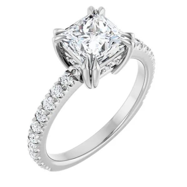 Double Claw-Prong Accented Engagement Ring Arezzo Jewelers Elmwood Park, IL