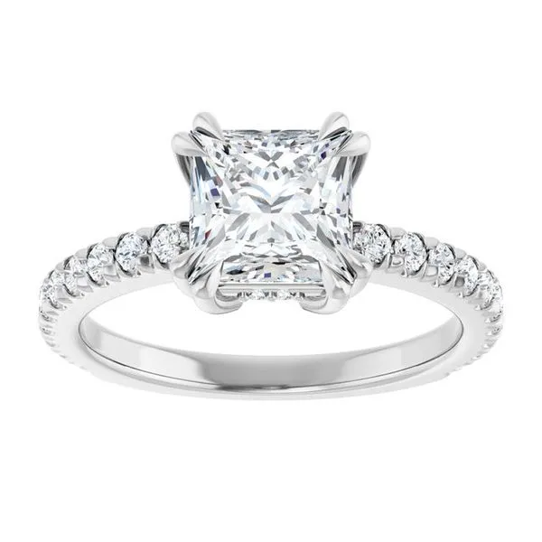 Double Claw-Prong Accented Engagement Ring Image 3 Natale Jewelers Sewell, NJ