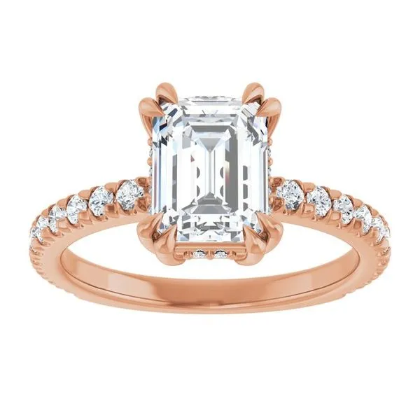 Double Claw-Prong Accented Engagement Ring Image 3 Hudson Valley Goldsmith New Paltz, NY